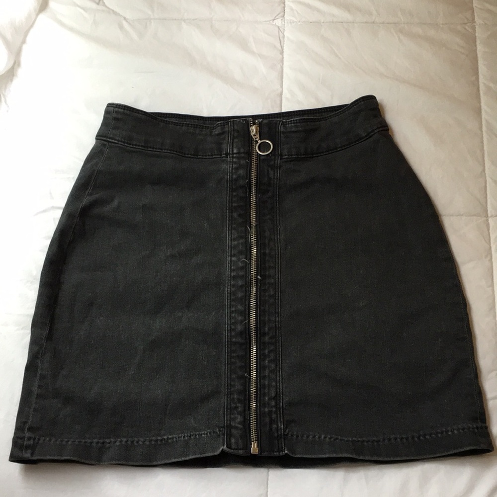 Black Denim Zip Skirt H&M